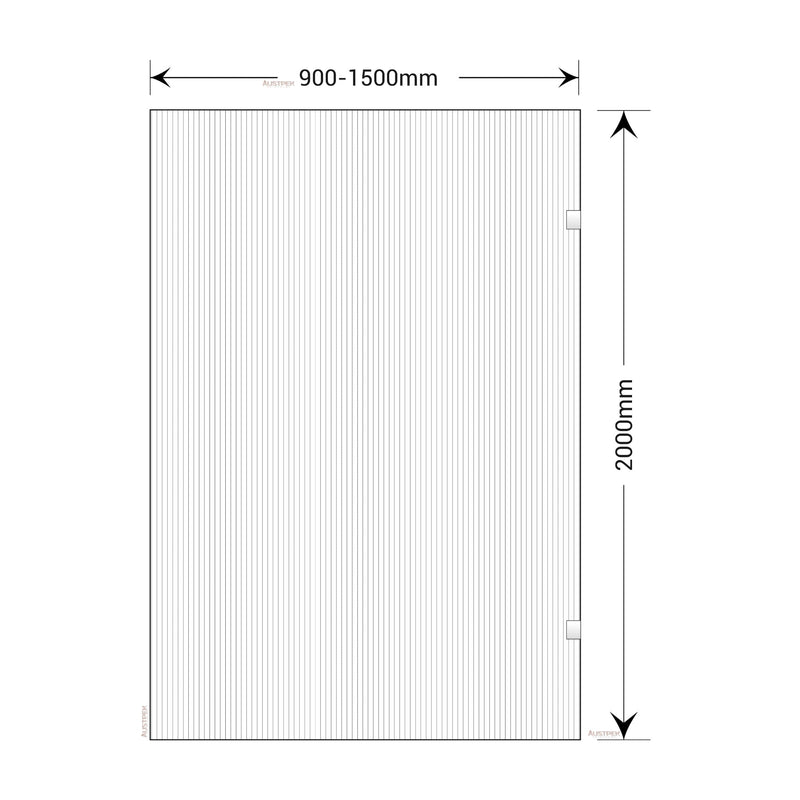 BELLA VISTA FRAMELESS REEDED FIXED PANEL SHOWER SCREEN FRENCH GOLD