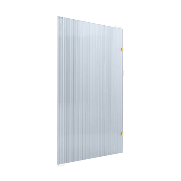 BELLA VISTA FRAMELESS REEDED FIXED PANEL SHOWER SCREEN SHINY GOLD
