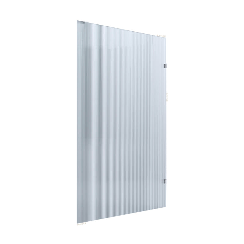 BELLA VISTA FRAMELESS REEDED FIXED PANEL SHOWER SCREEN BRUSHED SILVER