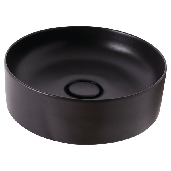 JOHNSON SUISSE VENEZIA ROUND GRAPHITE COUNTER TOP BASIN BLACK 390MM