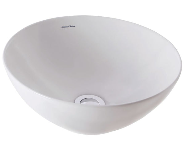 JOHNSON SUISSE VENEZIA ROUND BOWL COUNTER TOP BASIN WHITE 350MM