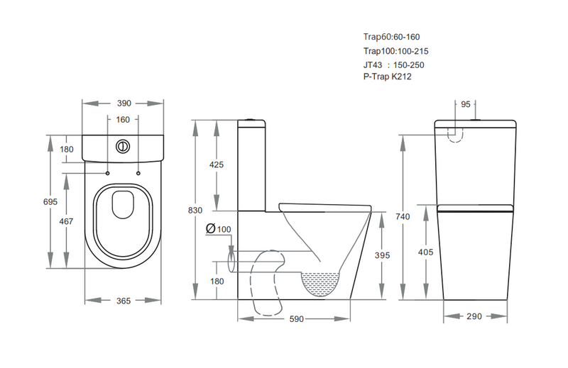 POSEIDON KASEY BACK TO WALL TOILET SUITE GLOSS WHITE