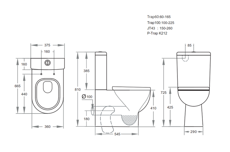 POSEIDON MERCURY BTW TOILET SUITE GLOSS WHITE