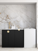 OTTI MARLO MATTE BLACK 1060MM BASE LAUNDRY CABINET WITH STONE TOP & SINK