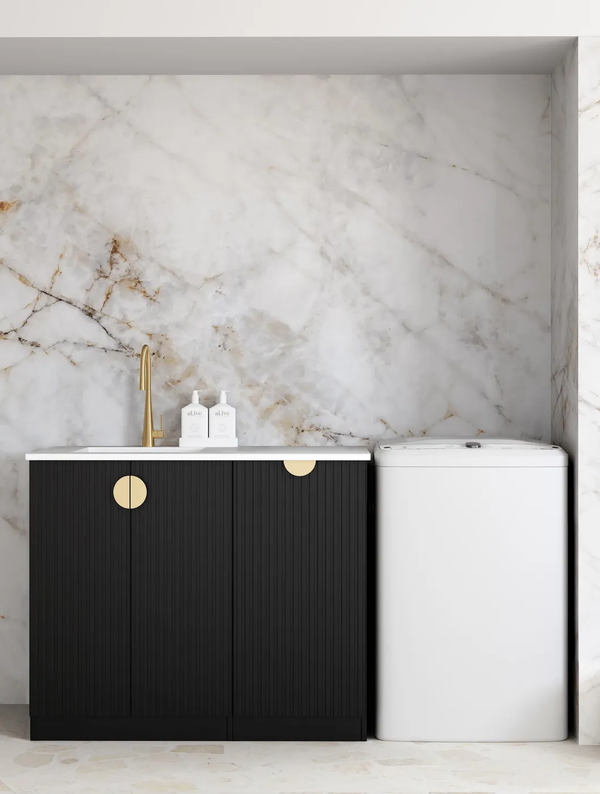 OTTI MARLO MATTE BLACK 1060MM BASE LAUNDRY CABINET WITH STONE TOP & SINK