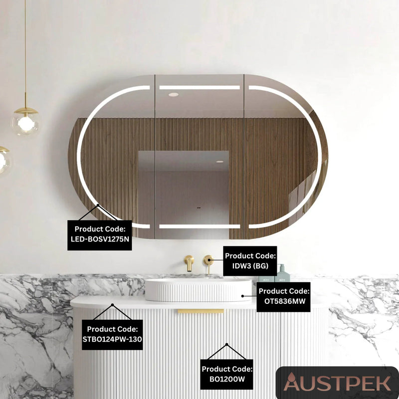 OTTI BONDI NATURAL OAK LED SHAVING CABINET 1200MM