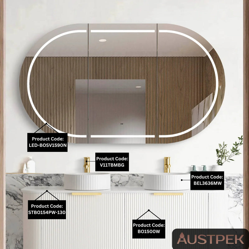 OTTI BONDI NATURAL OAK LED SHAVING CABINET 1500MM