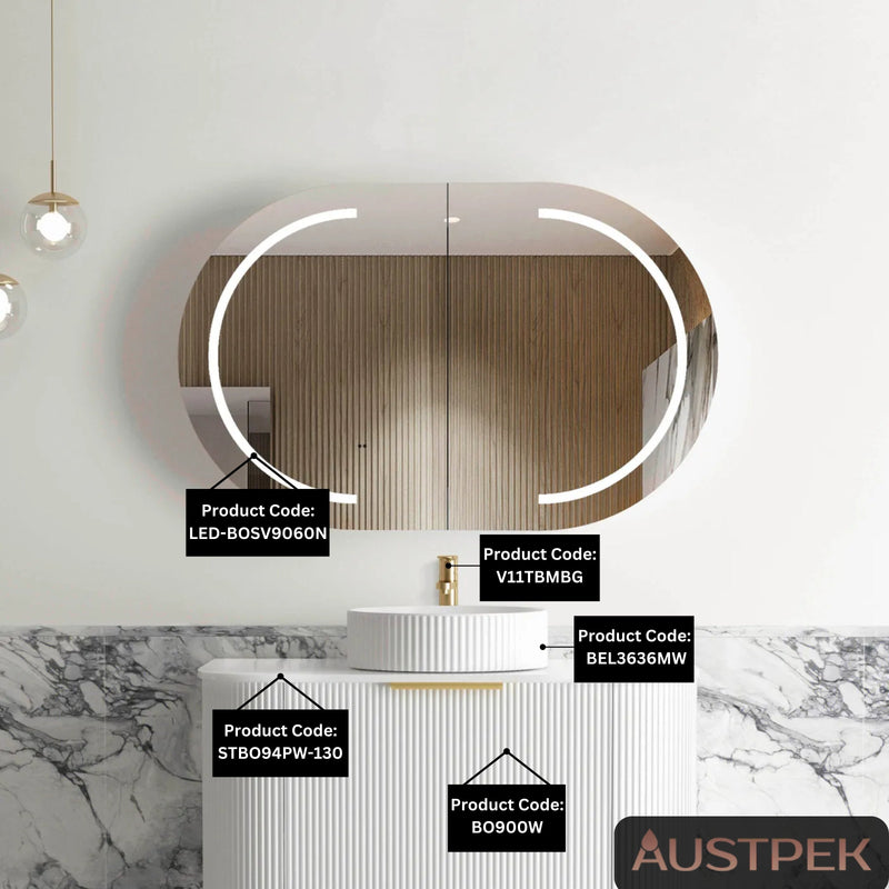 OTTI BONDI NATURAL OAK LED SHAVING CABINET 900MM