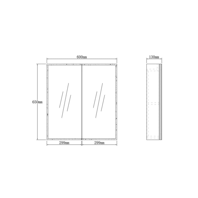 OTTI MOONLIGHT LED MATTE WHITE WALL HUNG SHAVING CABINET 600MM
