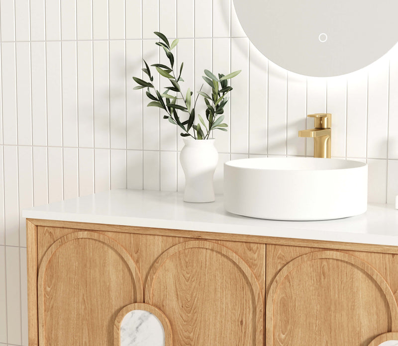 OTTI LAGUNA NATURAL AMERICAN OAK 1200MM SINGLE BOWL WALL HUNG VANITY