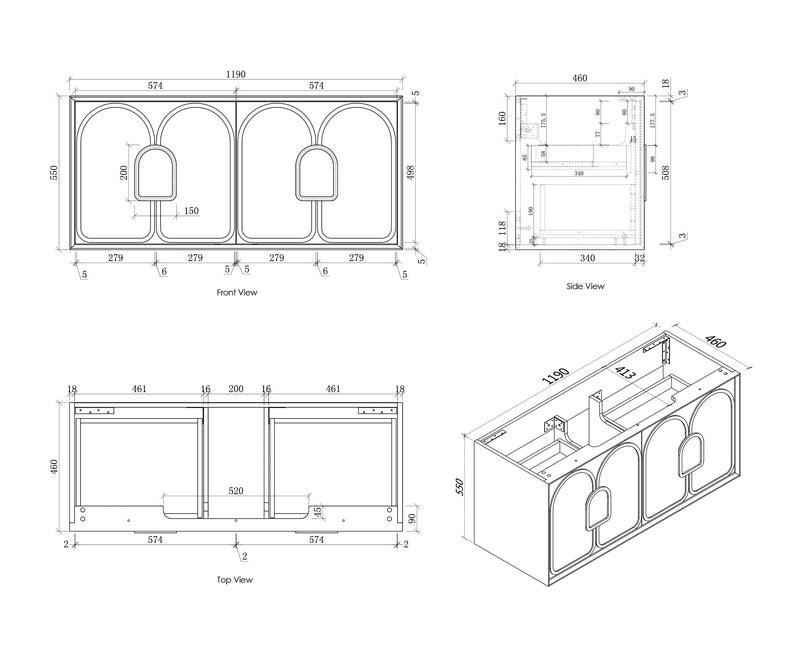 OTTI LAGUNA NATURAL AMERICAN OAK 1200MM SINGLE BOWL WALL HUNG VANITY
