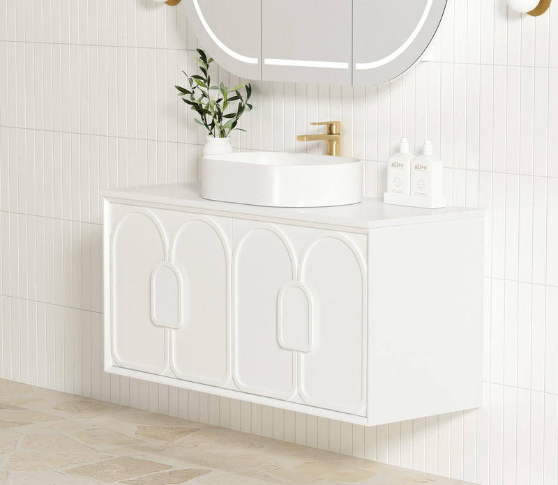 OTTI LAGUNA SATIN WHITE 1200MM SINGLE BOWL WALL HUNG VANITY