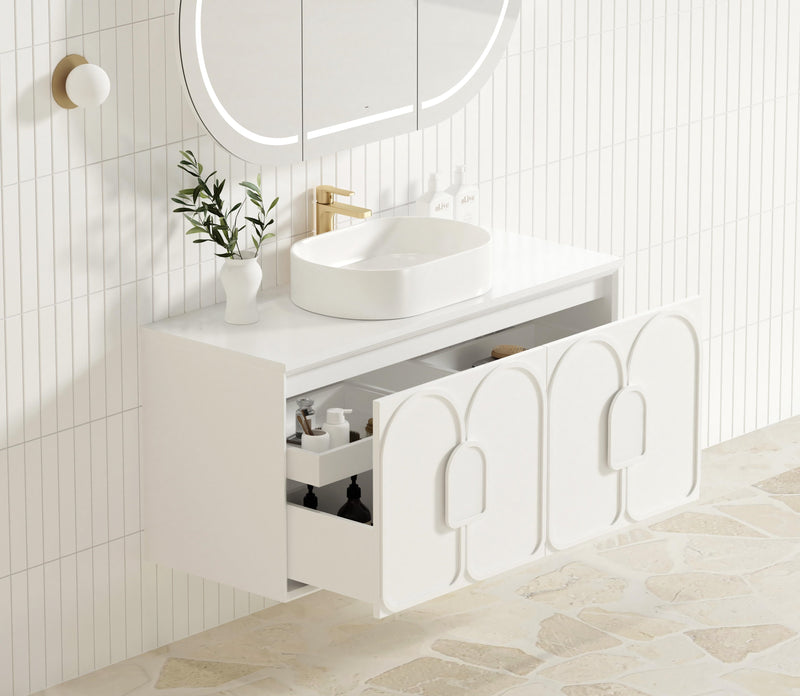 OTTI LAGUNA SATIN WHITE 1200MM SINGLE BOWL WALL HUNG VANITY
