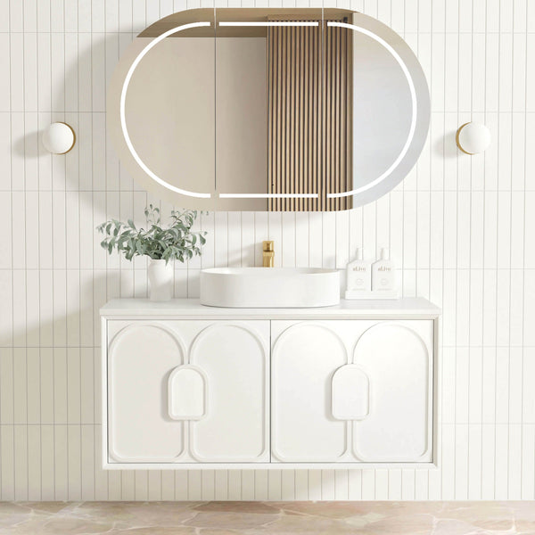OTTI LAGUNA SATIN WHITE 1200MM SINGLE BOWL WALL HUNG VANITY