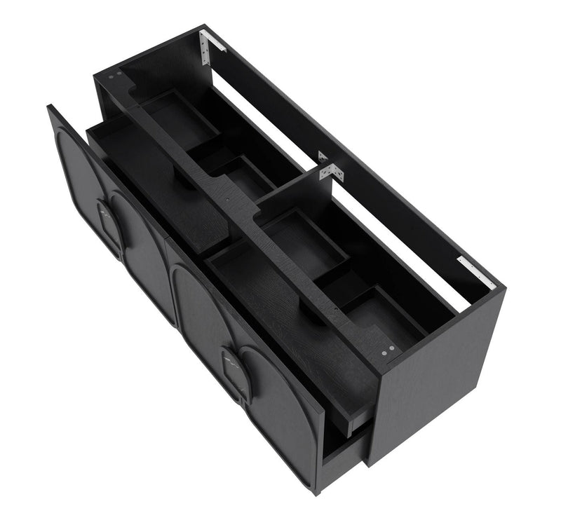 OTTI LAGUNA BLACK AMERICAN OAK 1500MM DOUBLE BOWL WALL HUNG VANITY