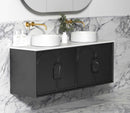 OTTI LAGUNA BLACK AMERICAN OAK 1500MM DOUBLE BOWL WALL HUNG VANITY