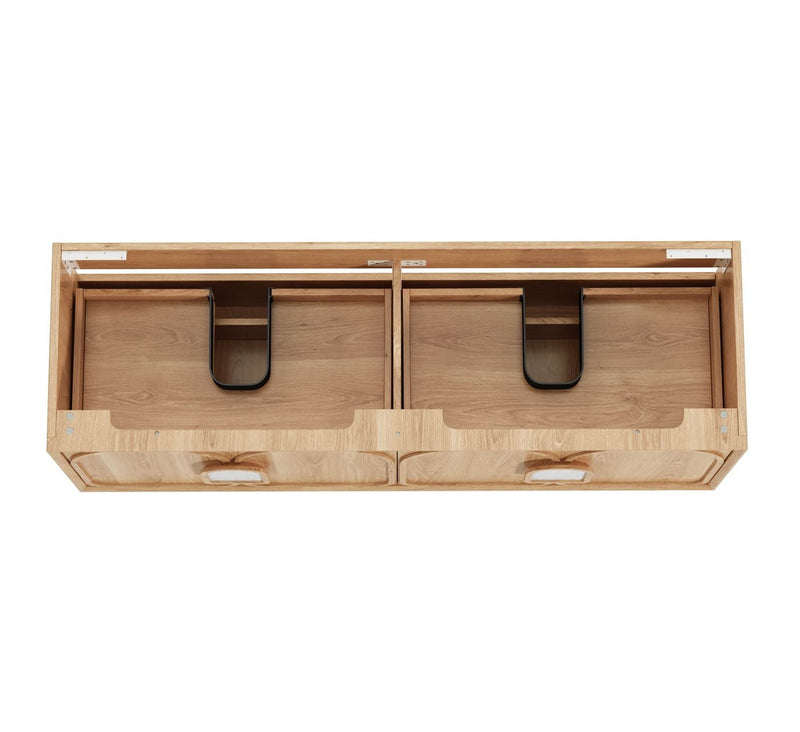 OTTI LAGUNA NATURAL AMERICAN OAK 1500MM DOUBLE BOWL WALL HUNG VANITY