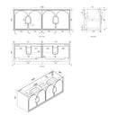 OTTI LAGUNA NATURAL AMERICAN OAK 1500MM DOUBLE BOWL WALL HUNG VANITY