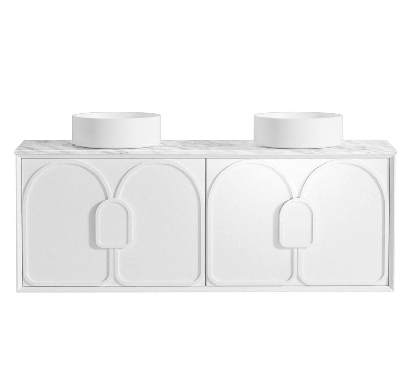 OTTI LAGUNA SATIN WHITE 1500MM DOUBLE BOWL WALL HUNG VANITY