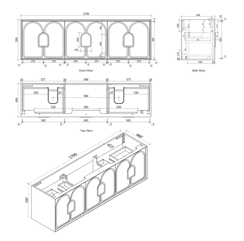 OTTI LAGUNA NATURAL AMERICAN OAK 1800MM DOUBLE BOWL WALL HUNG VANITY