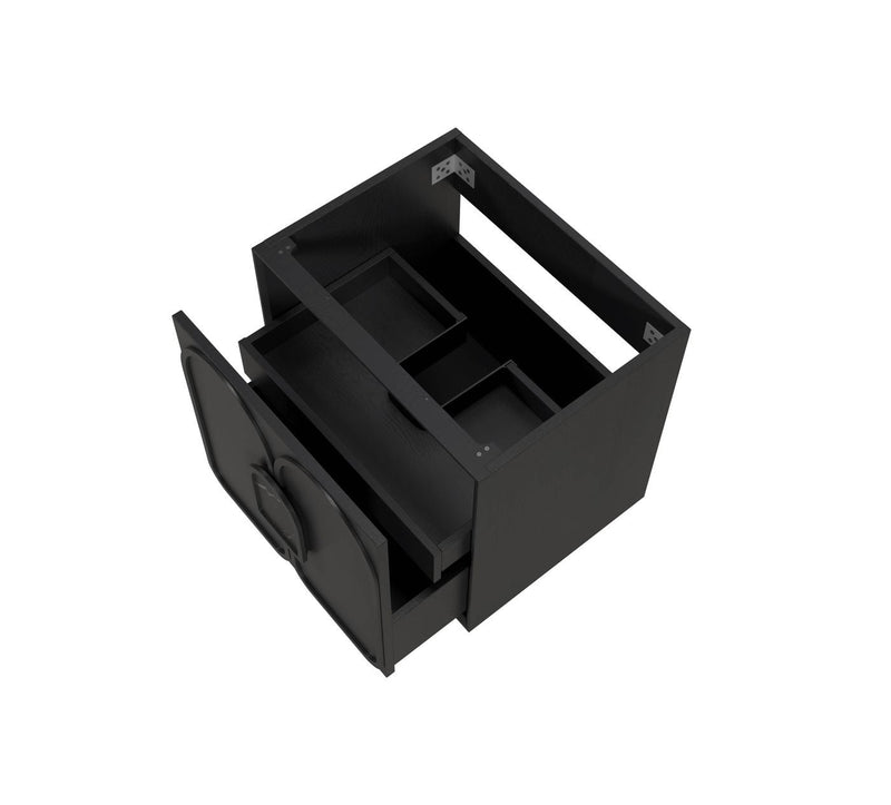 OTTI LAGUNA BLACK AMERICAN OAK 600MM SINGLE BOWL WALL HUNG VANITY