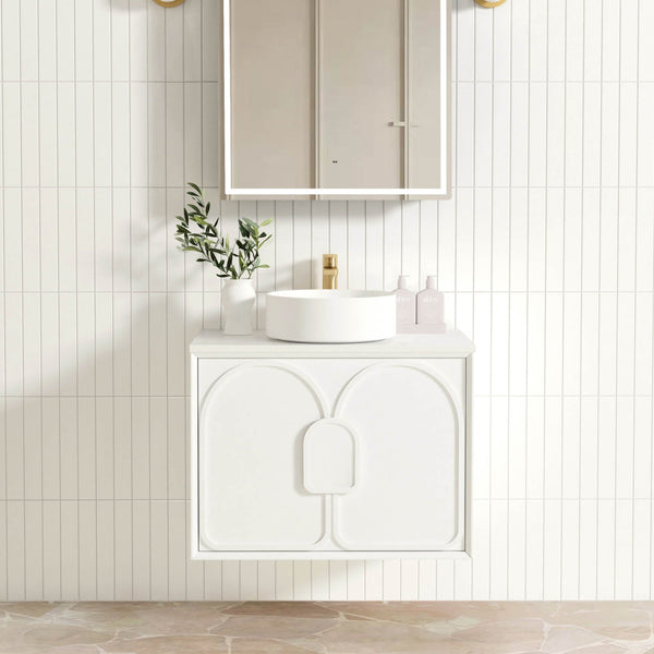 OTTI LAGUNA SATIN WHITE 750MM SINGLE BOWL WALL HUNG VANITY