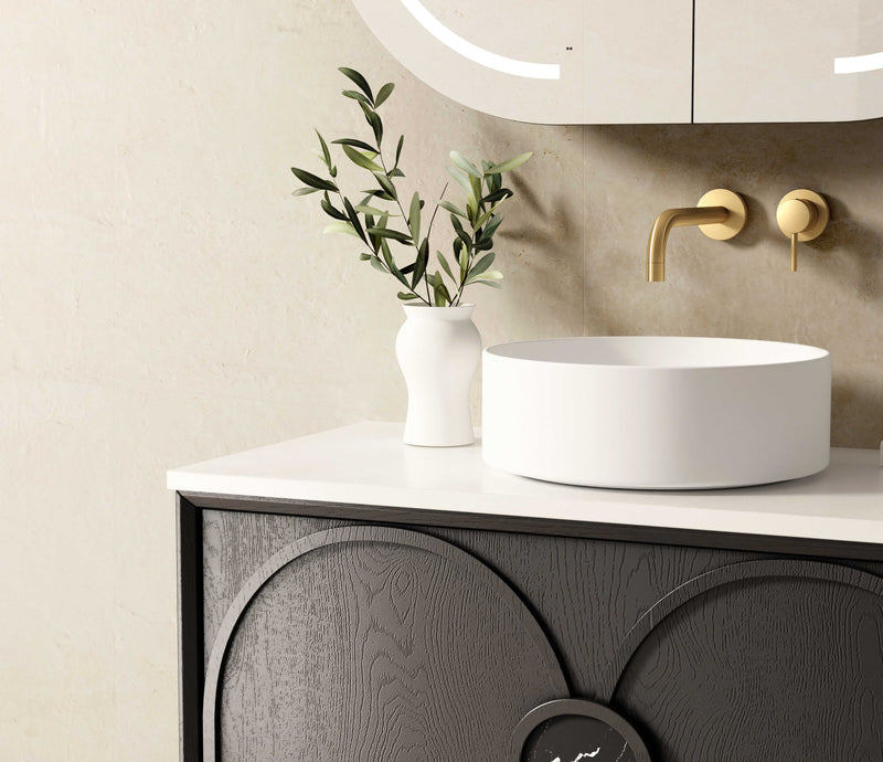 OTTI LAGUNA BLACK AMERICAN OAK 900MM SINGLE BOWL WALL HUNG VANITY