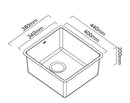 ABEY LUCIA SINGLE BOWL KITCHEN SINK STAINLESS STEEL 380MM