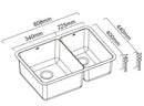 ABEY LUCIA 1 & 1/3 DOUBLE BOWL KITCHEN SINK STAINLESS STEEL 608MM