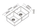 ABEY LUCIA DOUBLE BOWL KITCHEN SINK STAINLESS STEEL 724MM