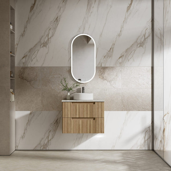 AULIC LOVINA TIER HARVEST OAK 750MM SINGLE BOWL WALL HUNG VANITY