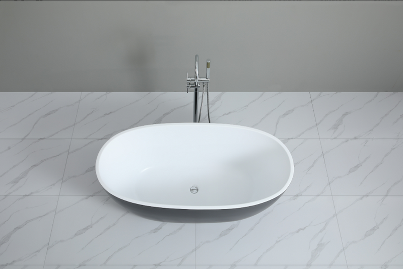 POSEIDON STELLA FREE STANDING BATHTUB MATTE BLACK AND MATTE WHITE 1700MM