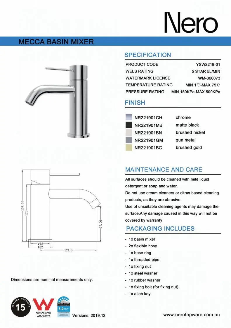 NERO MECCA Basin Mixer