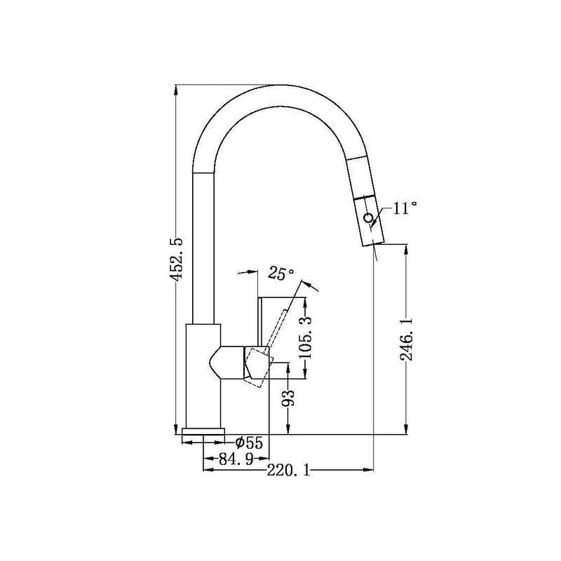 NERO MECCA Pull-Out Sink Mixer with Vegie spray function