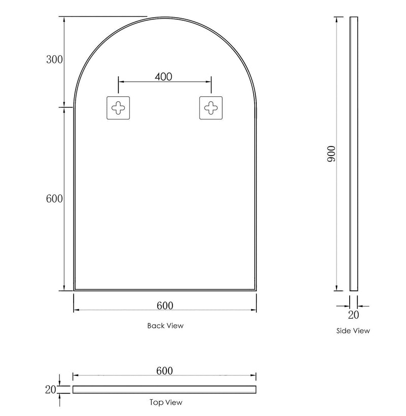 OTTI ARCHIE METAL FRAMED MIRROR BLACK 900X600MM