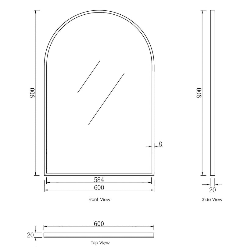 OTTI ARCHIE METAL FRAMED MIRROR BLACK 900X600MM