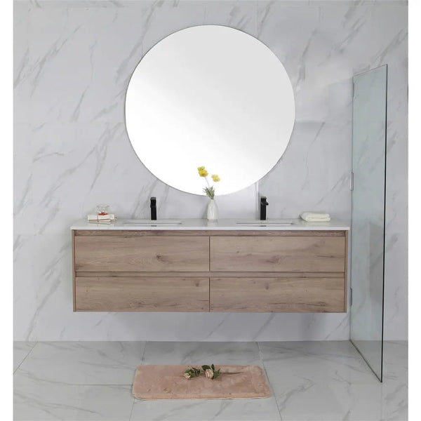 Aulic Max Timber Look Wall Hung Vanity 1500mm Double Bowls