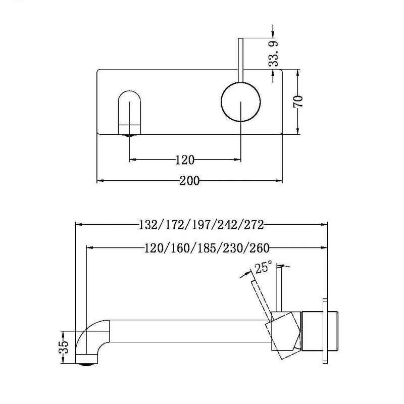 NERO Mecca Wall Basin/Bath Mixer Handle-up Trim Kits Only