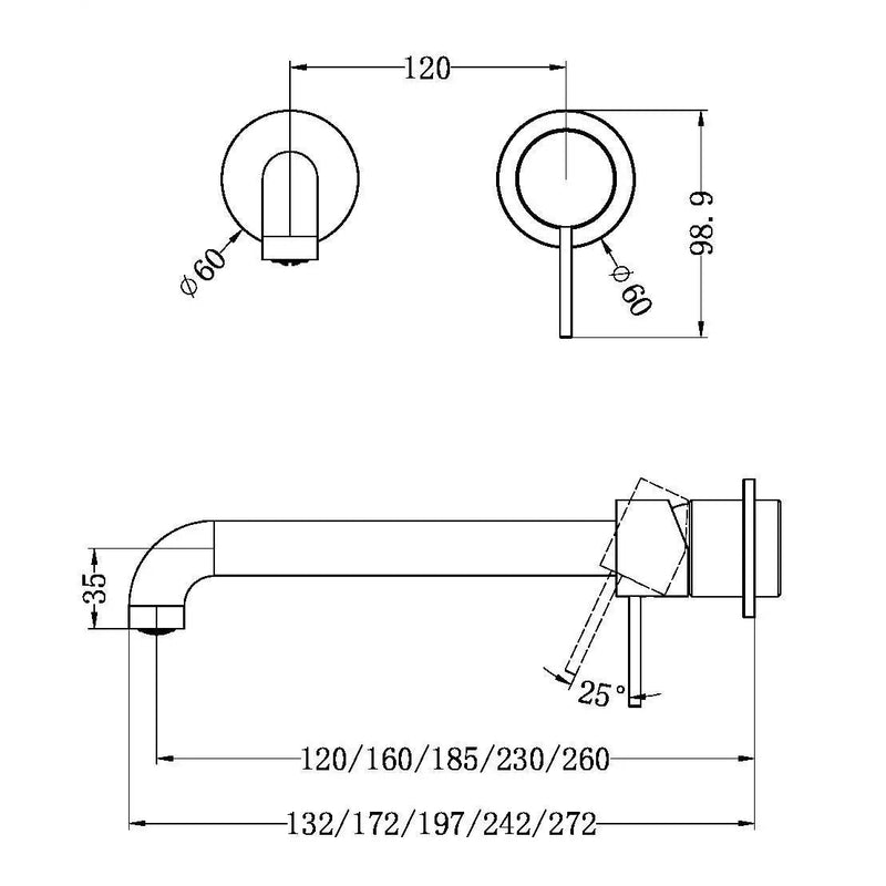 NERO Mecca Wall Basin/Bath Mixer Seperate Back Plate Trim Kits Only