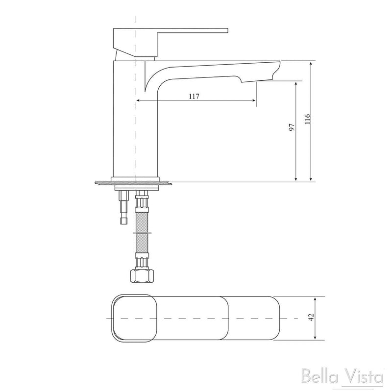 Bella Vista Mia Basin Mixer - Chrome / Matte Black