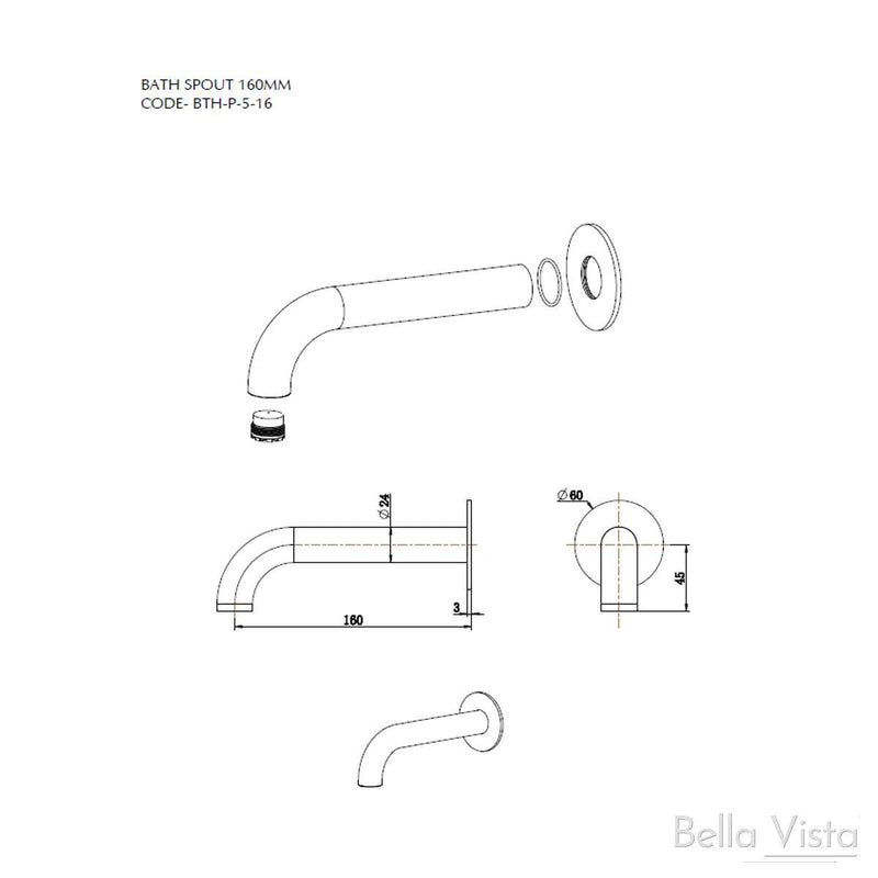 Bella Vista Mica Bath Spout 160mm