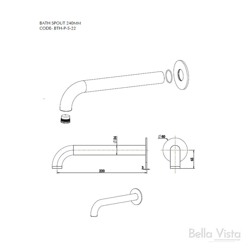 Bella Vista Mica Bath Spout 250mm