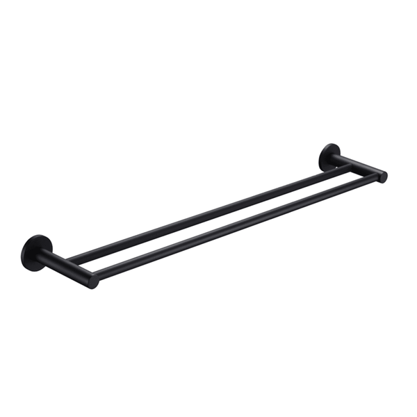 Bella Vista Mica Matte Black Double Towel Rail - 800mm
