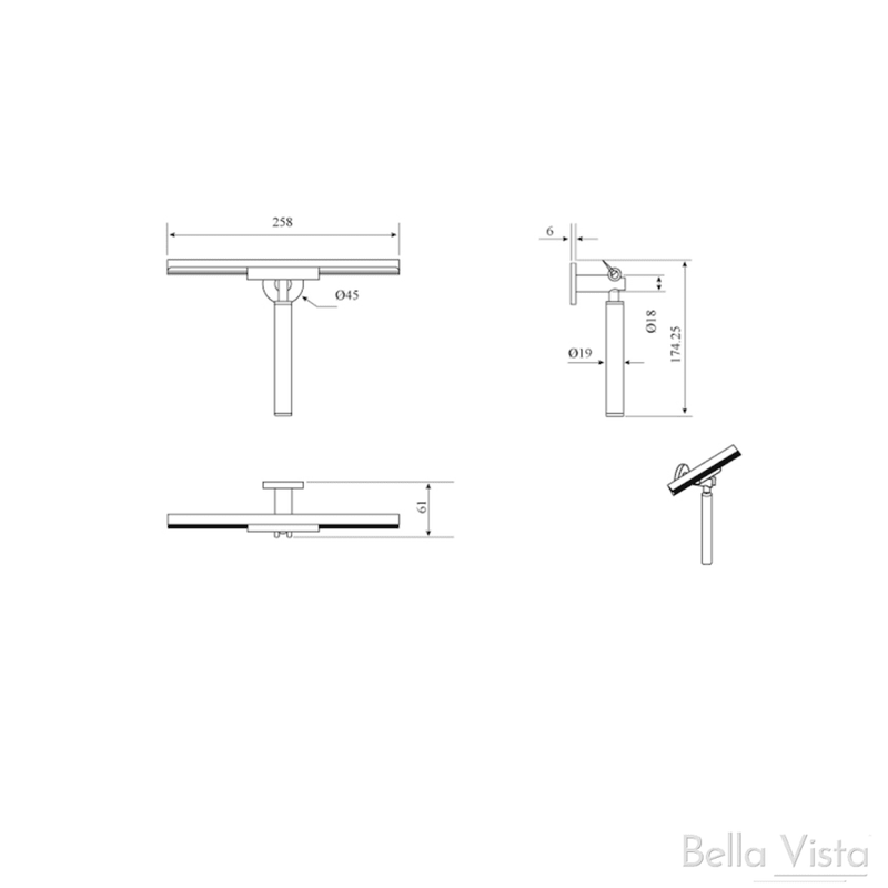 Bella Vista Mica Matte Black Glass Squeegee