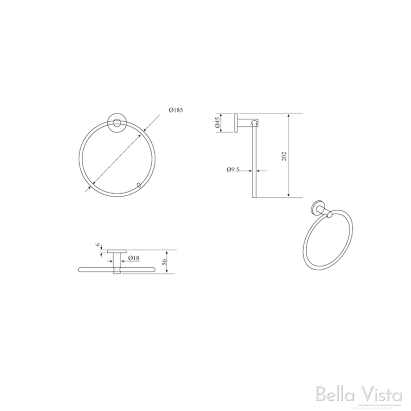 Bella Vista Mica Brushed Nickel Hand Towel Ring
