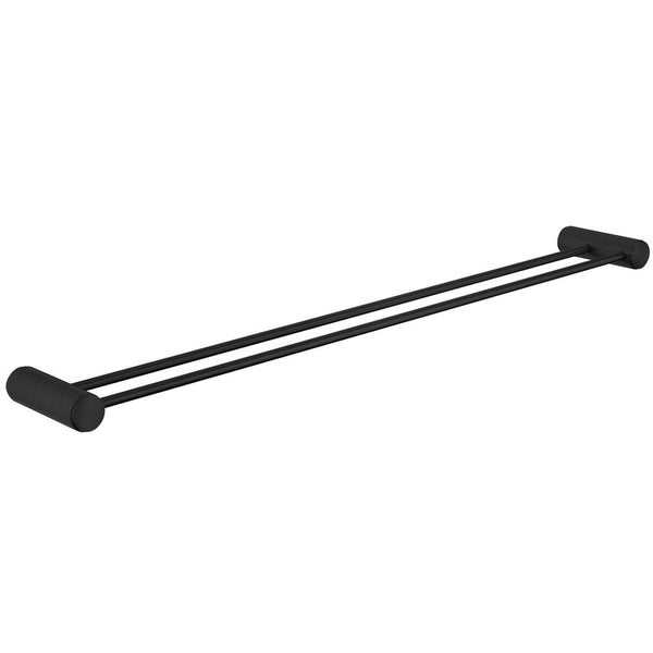Bella Vista Mica Fluted Matte Black Double Towel Rail - 800mm