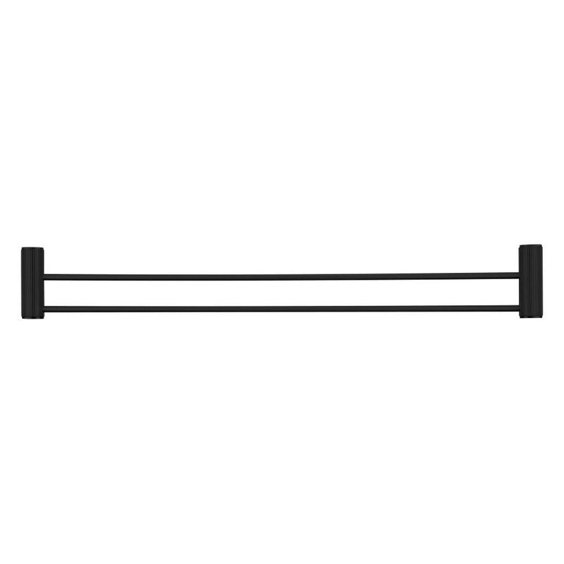 Bella Vista Mica Fluted Matte Black Double Towel Rail - 800mm