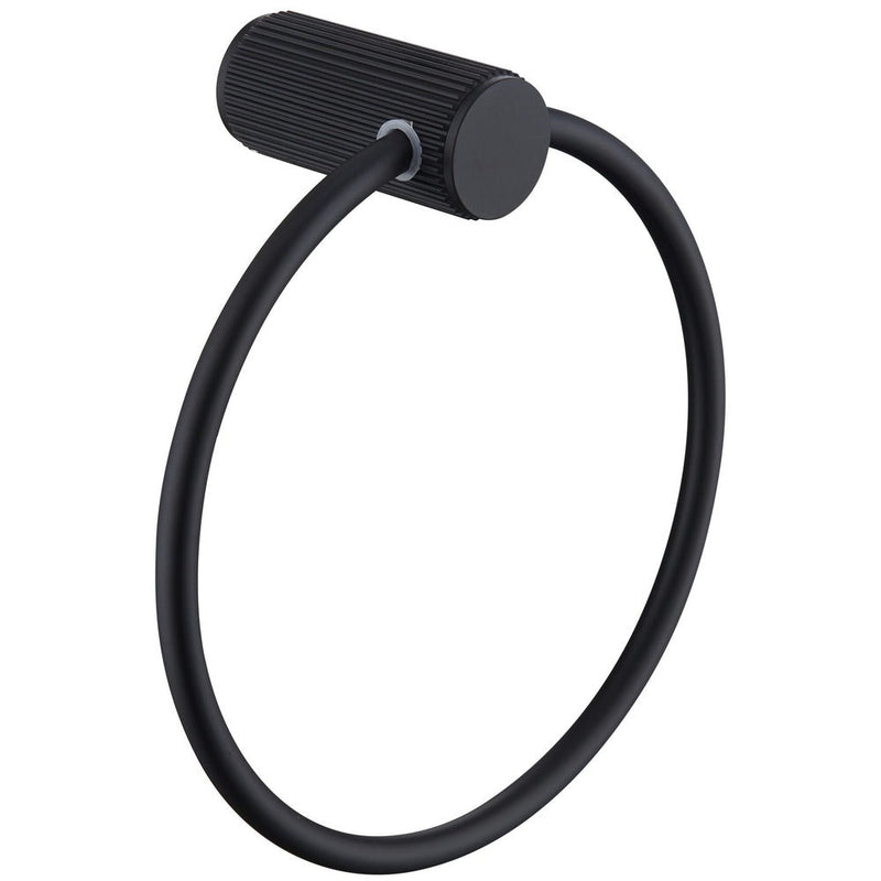 Bella Vista Mica Fluted Matte Black Towel Ring