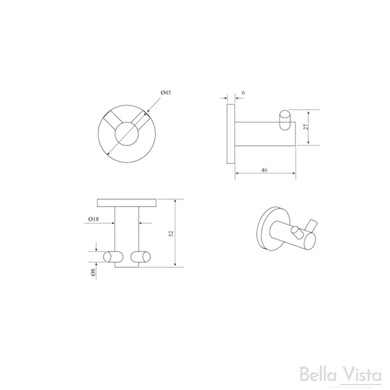 Bella Vista Mica Gun Metal Double Robe Hook