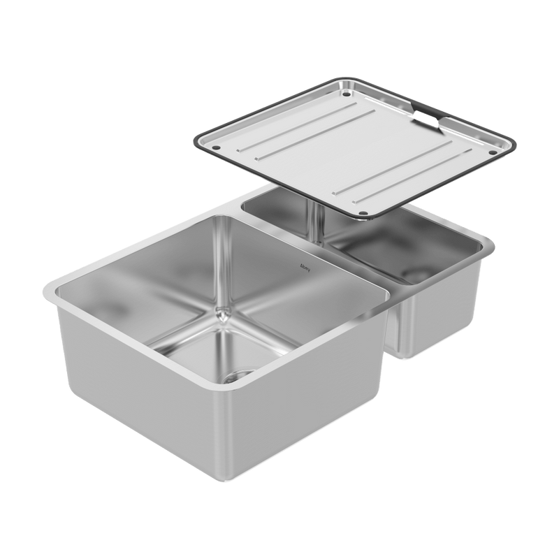ABEY LAGO 1 & 1/3 DOUBLE BOWL KITCHEN SINK STAINLESS STEEL 650MM